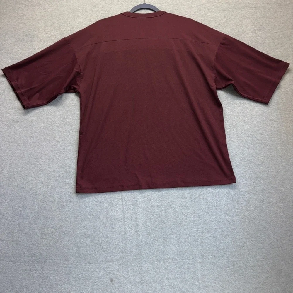 Nike X Skims Top Womens XS Maroon Currant V Neck Oversized Tee Sport New